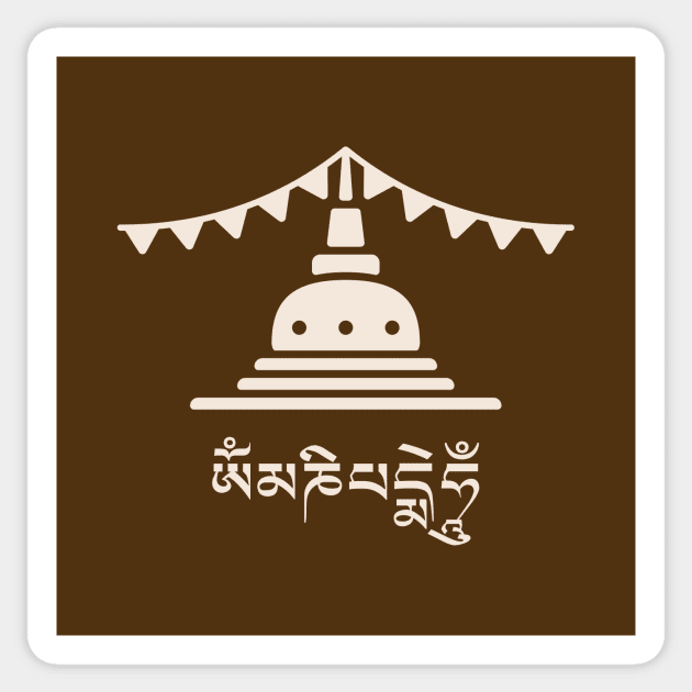 Tibetan Stupa Om Mani Padme Hum - Light Sticker by footloosefabric